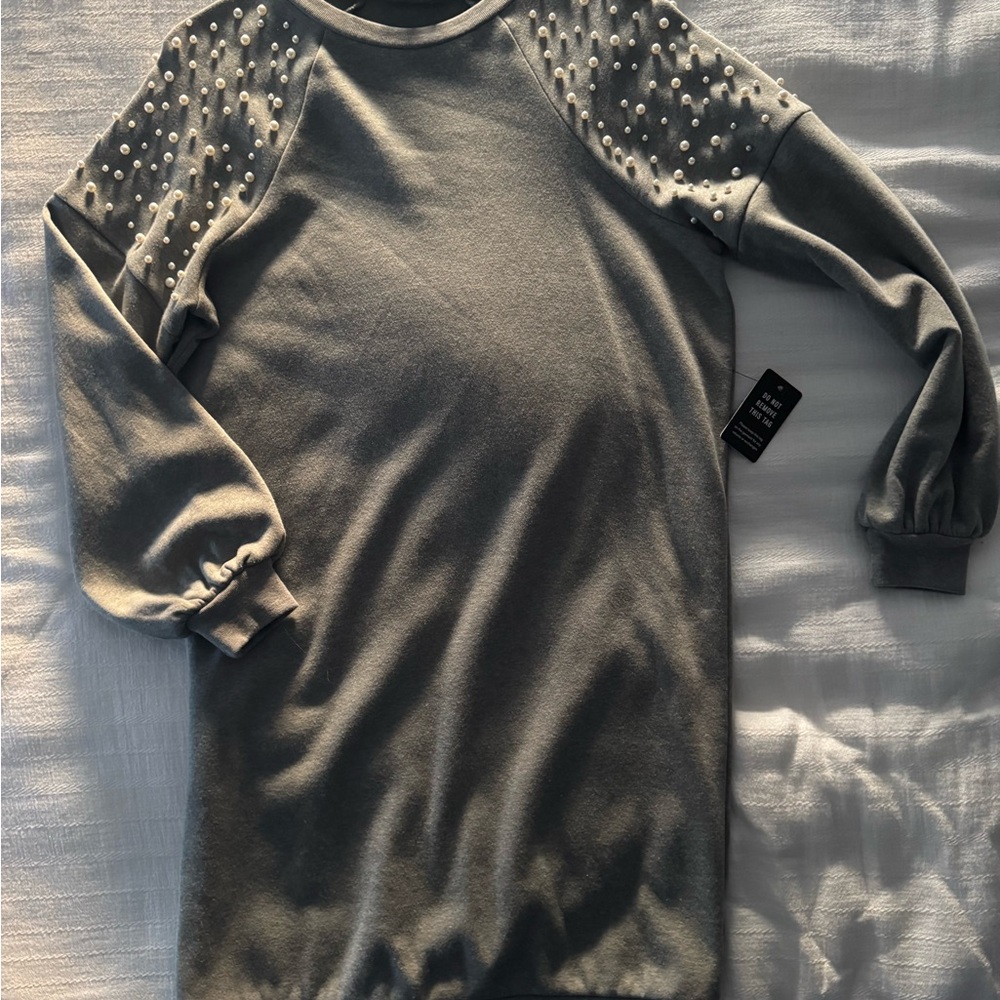 Sweater Dress with Embellished Sleeves